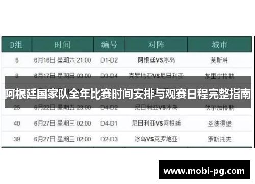 阿根廷国家队全年比赛时间安排与观赛日程完整指南